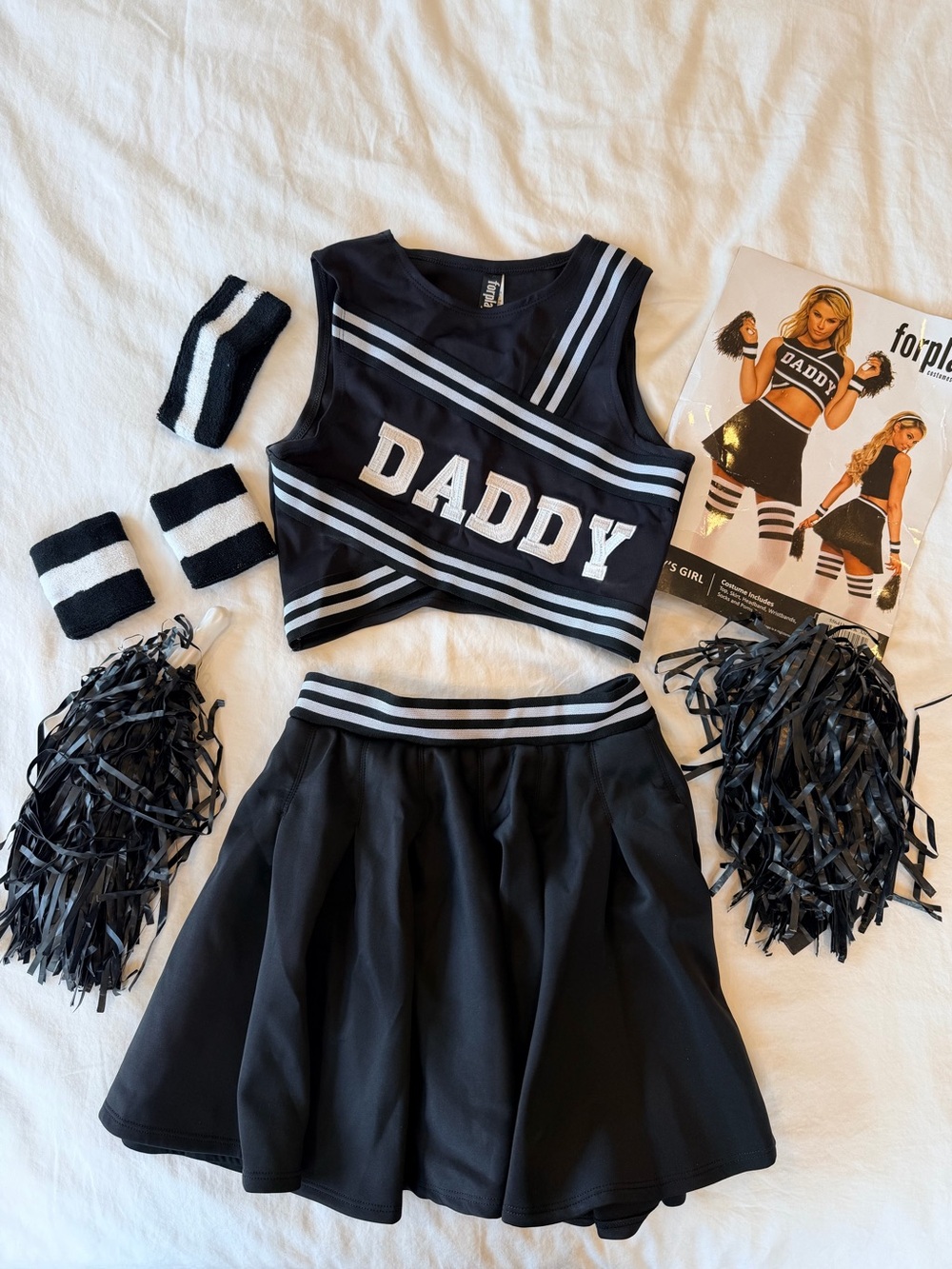 🖤 NWT - Forplay Black & White "DADDY" Cheerleader Costume Set - XS/S 🖤